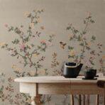 Flowers Pattern Design, VINYL FABRIC TEXTILE Wall Mural in Different Texture, Code FJ303.  It is produced as ONE PIECE WITHOUT JOINT. - Image 7