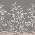 Flowers And Birds Pattern Design, VINYL FABRIC TEXTILE Wall Mural in Different Texture, Code FJ304.  It is produced as ONE PIECE WITHOUT JOINT.