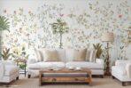 Flowers Pattern Design Mural WALLPAPER, Available in Various Paper Texture, Code FJ305. It is Produced as 105 CM WIDE ROLL PANELS. - Image 6