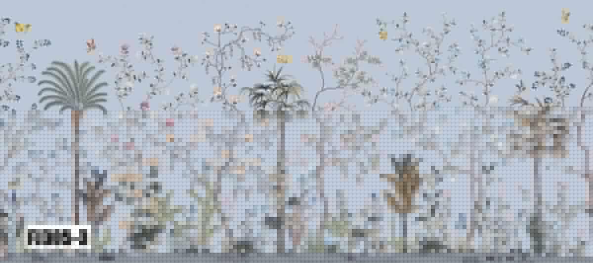Flowers Pattern Design Mural WALLPAPER, Available in Various Paper Texture, Code FJ305. It is Produced as 105 CM WIDE ROLL PANELS. - Image 2
