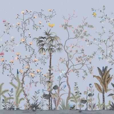 Flowers Pattern Design, VINYL FABRIC TEXTILE Wall Mural in Different Texture, Code FJ305.  It is produced as ONE PIECE WITHOUT JOINT.