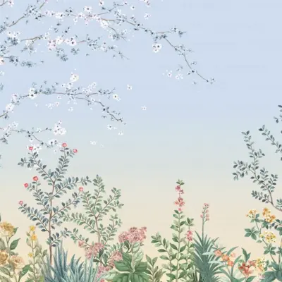 Colorful Flowers Pattern Design Mural WALLPAPER, Available in various Paper Texture, Code FJ306. It is Produced as 105 CM WIDE ROLL PANELS..