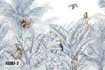 Animals And Palm Leaves Pattern Design Mural WALLPAPER, Available in Various Paper Texture, Code FJ307. It is Produced as 105 CM WIDE ROLL PANELS. - Image 4