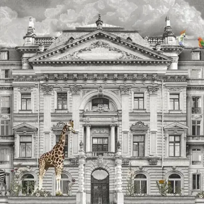 Zoo Pattern Design Mural WALLPAPER, Available in Various Paper Texture, Code FJ308. It is Produced as 105 CM Wide Roll Panels.