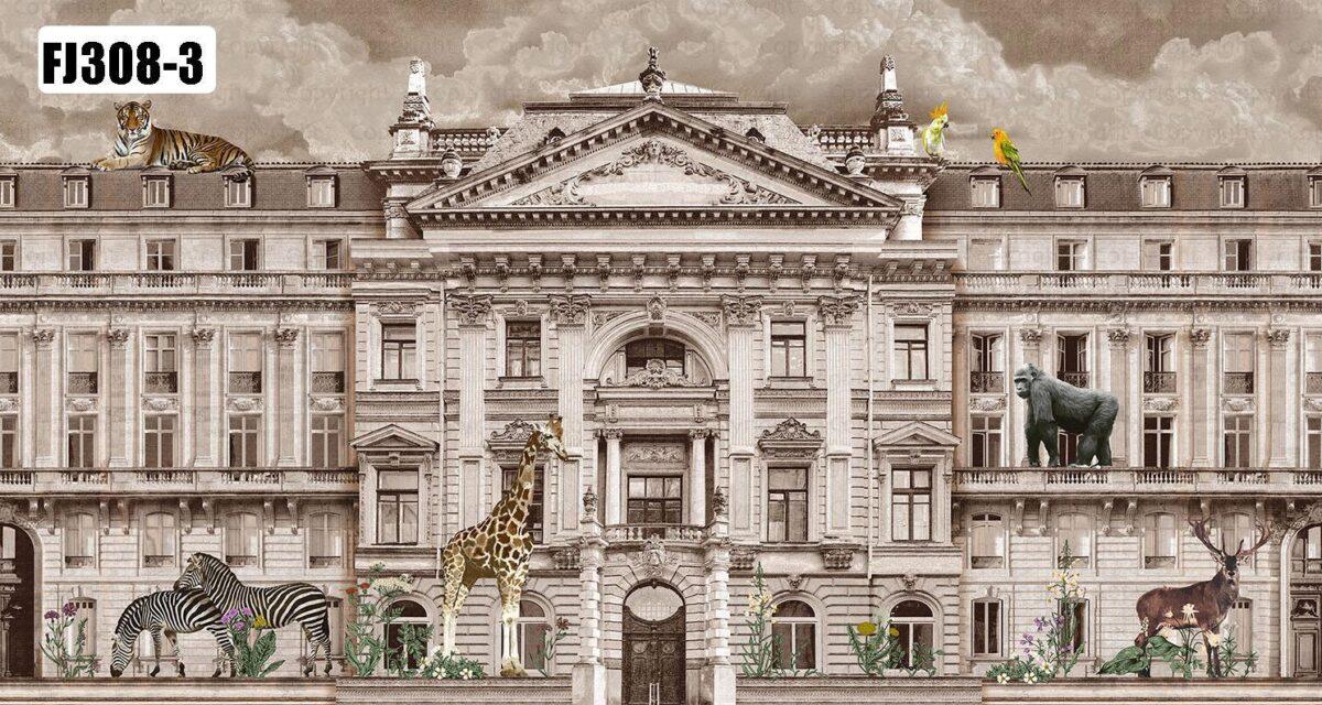 Zoo Pattern Design Mural WALLPAPER, Available in Various Paper Texture, Code FJ308. It is Produced as 105 CM Wide Roll Panels. - Image 4