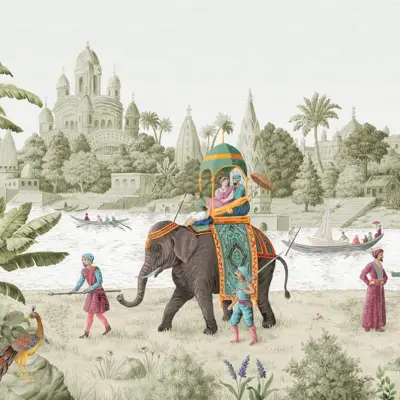 Elephant Pattern Design, VINYL FABRIC TEXTILE Wall Mural in Different Texture, Code FJ309.  It is produced as ONE PIECE WITHOUT JOINT.