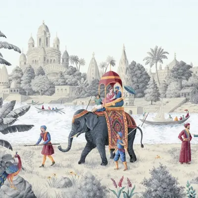 Elephant Pattern Design Mural WALLPAPER, Available in Various Paper Texture, Code FJ309.  It is Produced as 105 CM Wide Roll Panels.