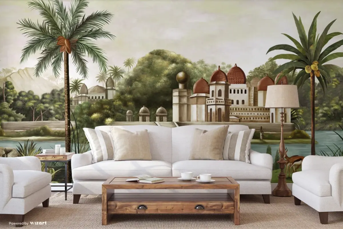 Landscape Pattern Design, VINYL FABRIC TEXTILE Wall Mural in Different Texture, Code FJ311. It is produced as ONE PIECE WITHOUT JOINT. - Image 8