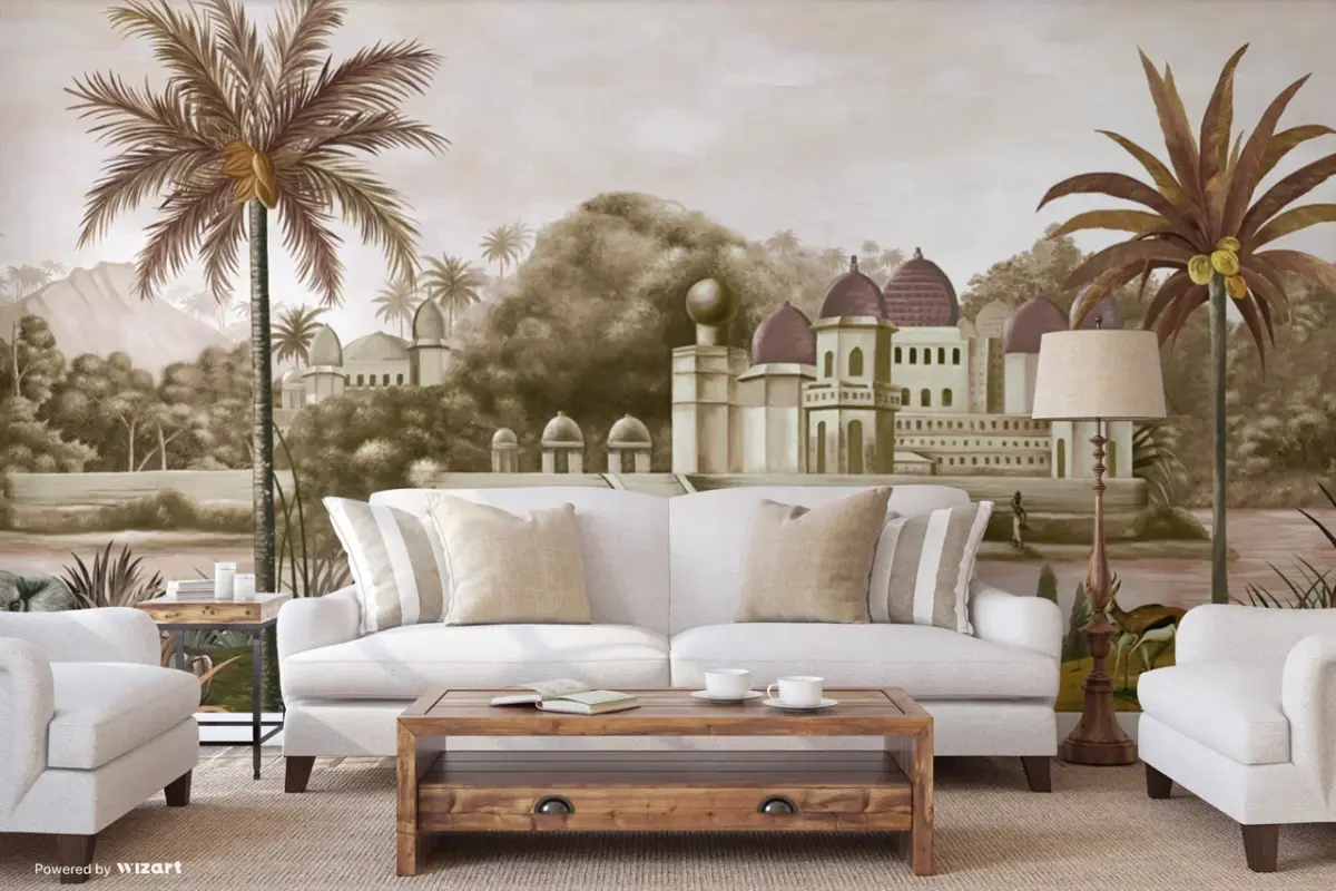 Landscape Pattern Design, VINYL FABRIC TEXTILE Wall Mural in Different Texture, Code FJ311. It is produced as ONE PIECE WITHOUT JOINT. - Image 9