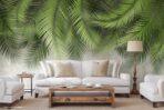 Palm Leaves Pattern Design Mural WALLPAPER, Available in various Paper Texture, Code FJ312. It is Produced as 105 CM Wide Roll Panels. - Image 6