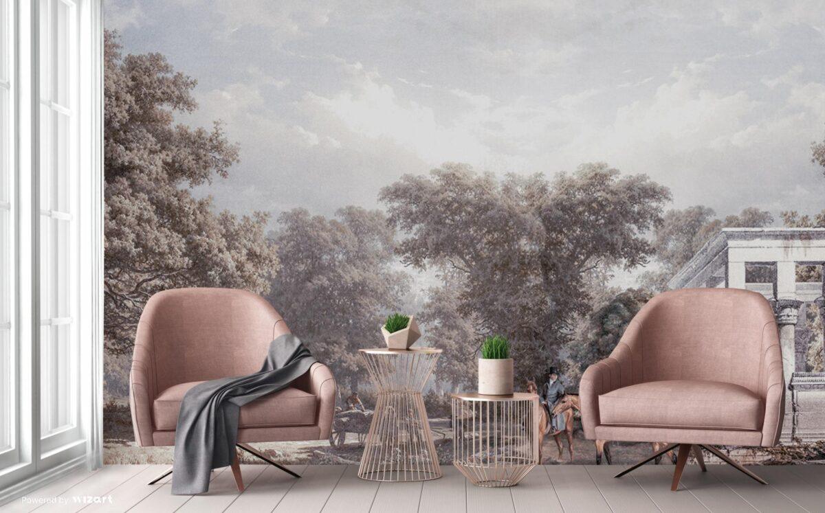 Forest Landscape Design Mural WALLPAPER, Available in various Paper Texture, Code FJ314. It is Produced as 105 CM Wide Roll Panels. - Image 1