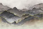 Mountains Design, VINYL FABRIC TEXTILE Wall Mural in Different Texture, Code FJ317. It is produced as ONE PIECE WITHOUT JOINT.                       without joint.