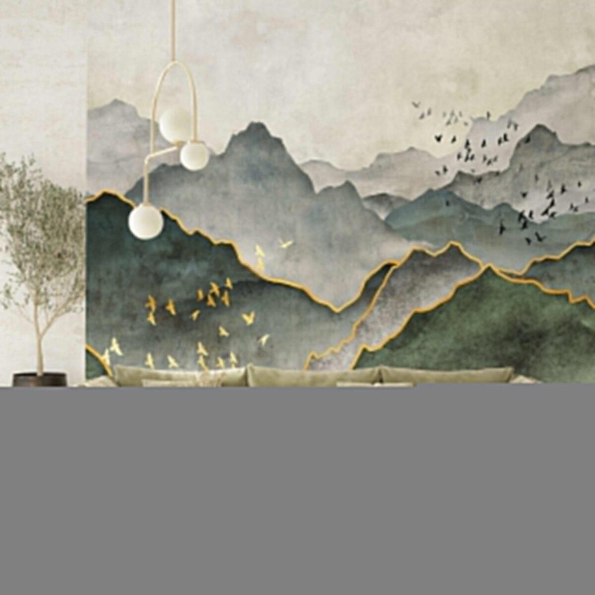 Mountains Design Mural WALLPAPER, Available in various Paper Texture, Code FJ317. It is Produced as 105 CM WIDE ROLL PANELS. - Image 5