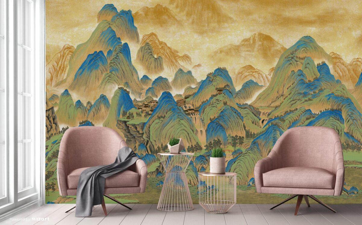 Mountains Design Mural WALLPAPER, Available in various Paper Texture, Code FJ318. It is Produced as 105 CM WIDE ROLL PANELS. - Image 5
