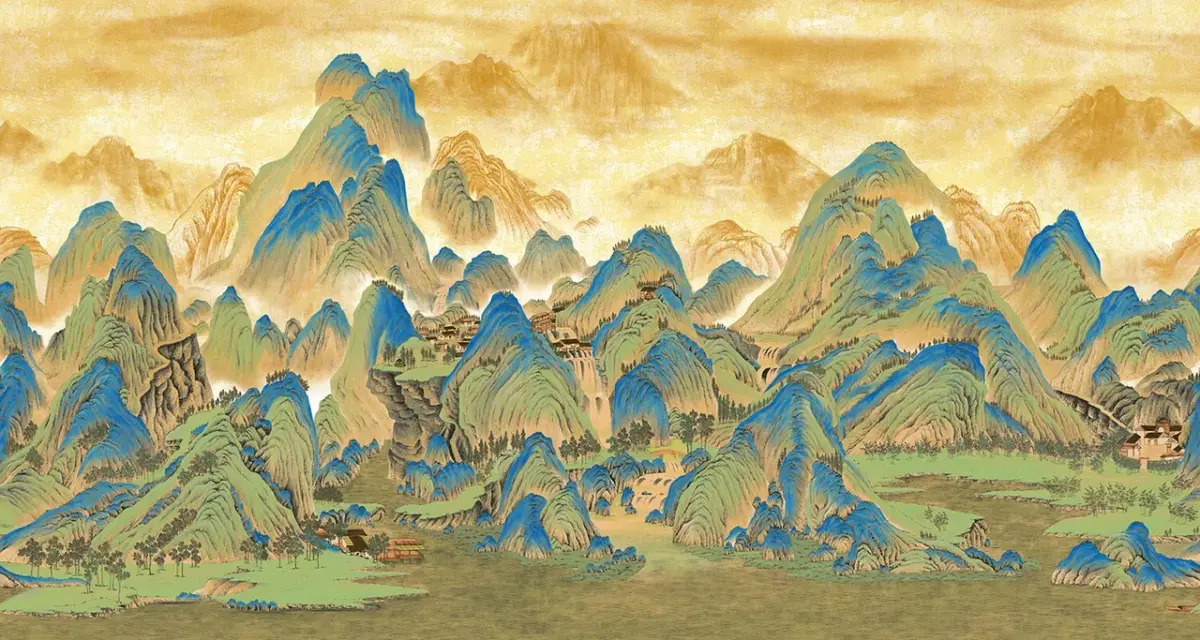 Mountains Design,VINYL FABRIC TEXTILE Wall Mural in Different Texture, Code FJ318.  It is produced as ONE PIECE WTHOUT JOINT. without joint. - Image 1