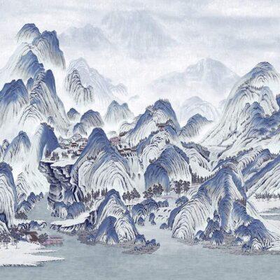 Mountains Design Mural WALLPAPER, Available in various Paper Texture, Code FJ318. It is Produced as 105 CM WIDE ROLL PANELS.