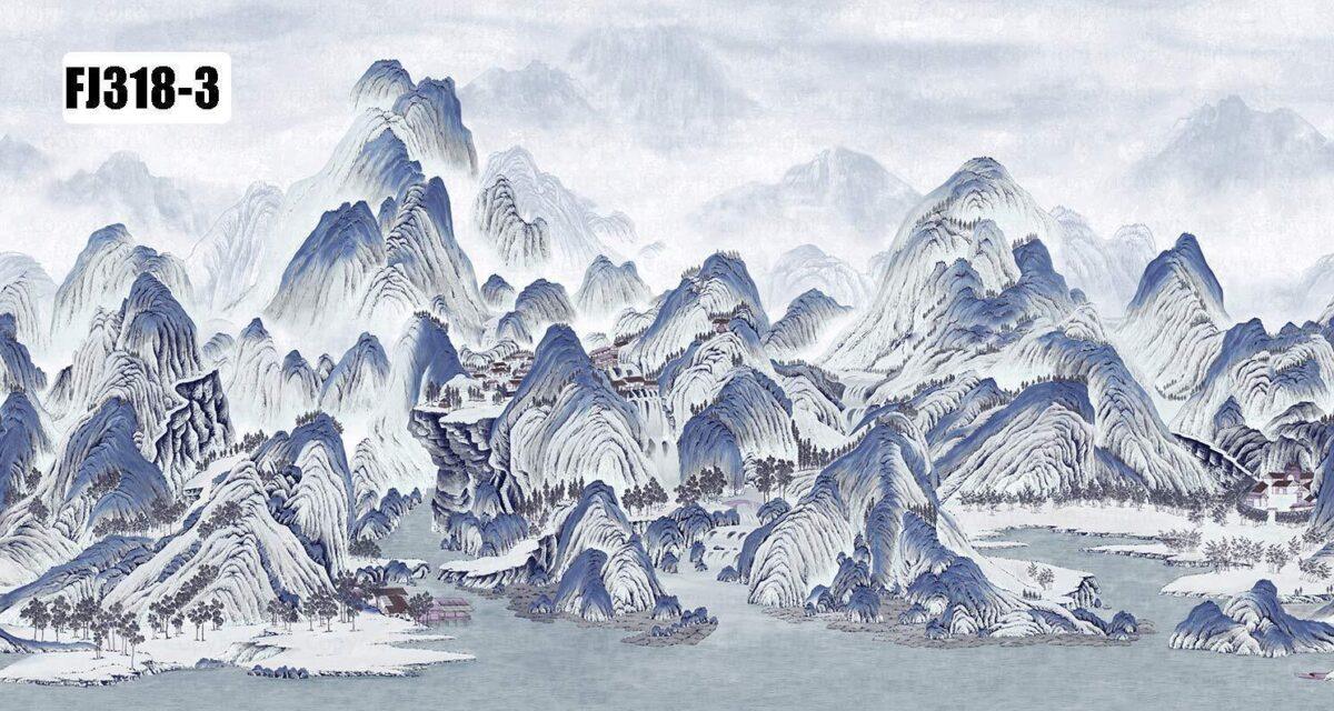 Mountains Design,VINYL FABRIC TEXTILE Wall Mural in Different Texture, Code FJ318.  It is produced as ONE PIECE WTHOUT JOINT. without joint. - Image 3