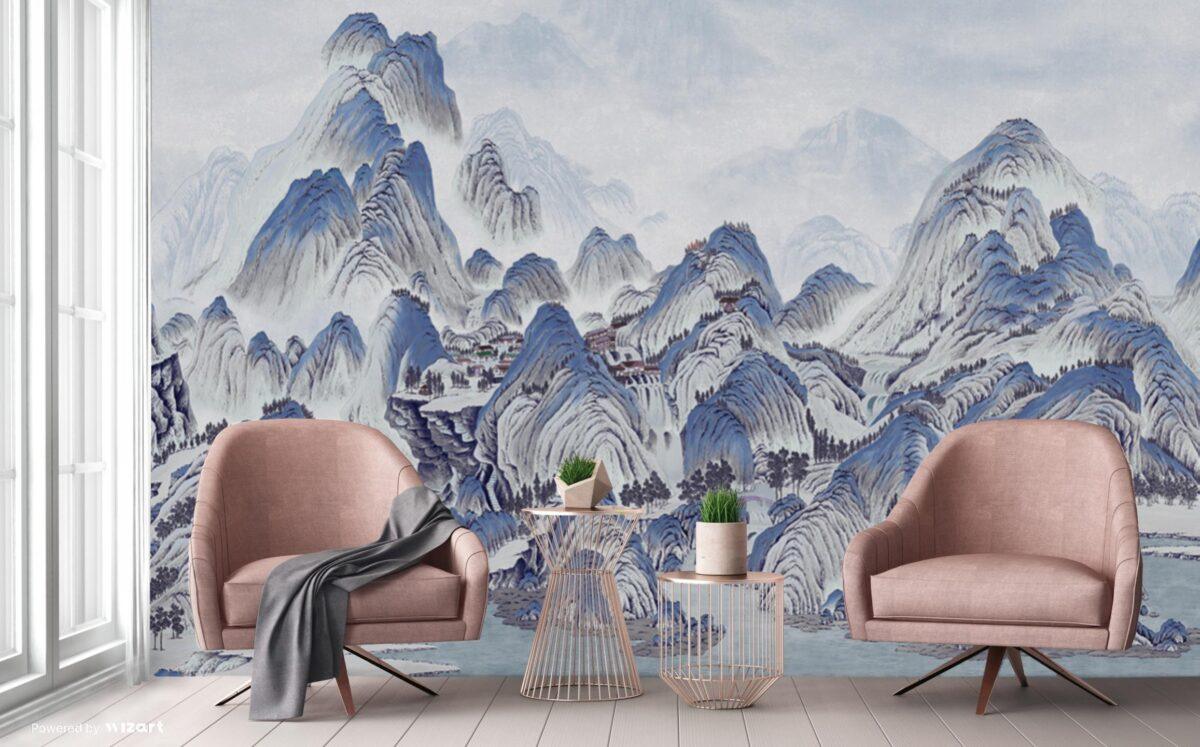 Mountains Design Mural WALLPAPER, Available in various Paper Texture, Code FJ318. It is Produced as 105 CM WIDE ROLL PANELS. - Image 6