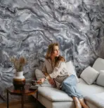 Marble Finish Design Mural WALLPAPER, Available in various Paper Texture, Code FJ319. It is Produced as 105 cm Wide Roll Panels. - Image 5