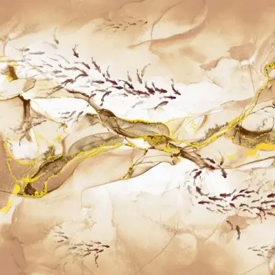 Flock Of Fish Design Mural WALLPAPER, Available in Various Paper Texture, Code FJ320. 105 CM WIDE ROLL PANELS.