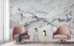 Flock Of Fish Design, VINYL FABRIC TEXTILE Wall Mural in Different Texture, Code FJ320.  It is produced as ONE PIECE without joint. - Image 7
