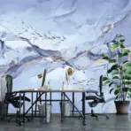 Flock Of Fish Design, VINYL FABRIC TEXTILE Wall Mural in Different Texture, Code FJ320.  It is produced as ONE PIECE without joint. - Image 5
