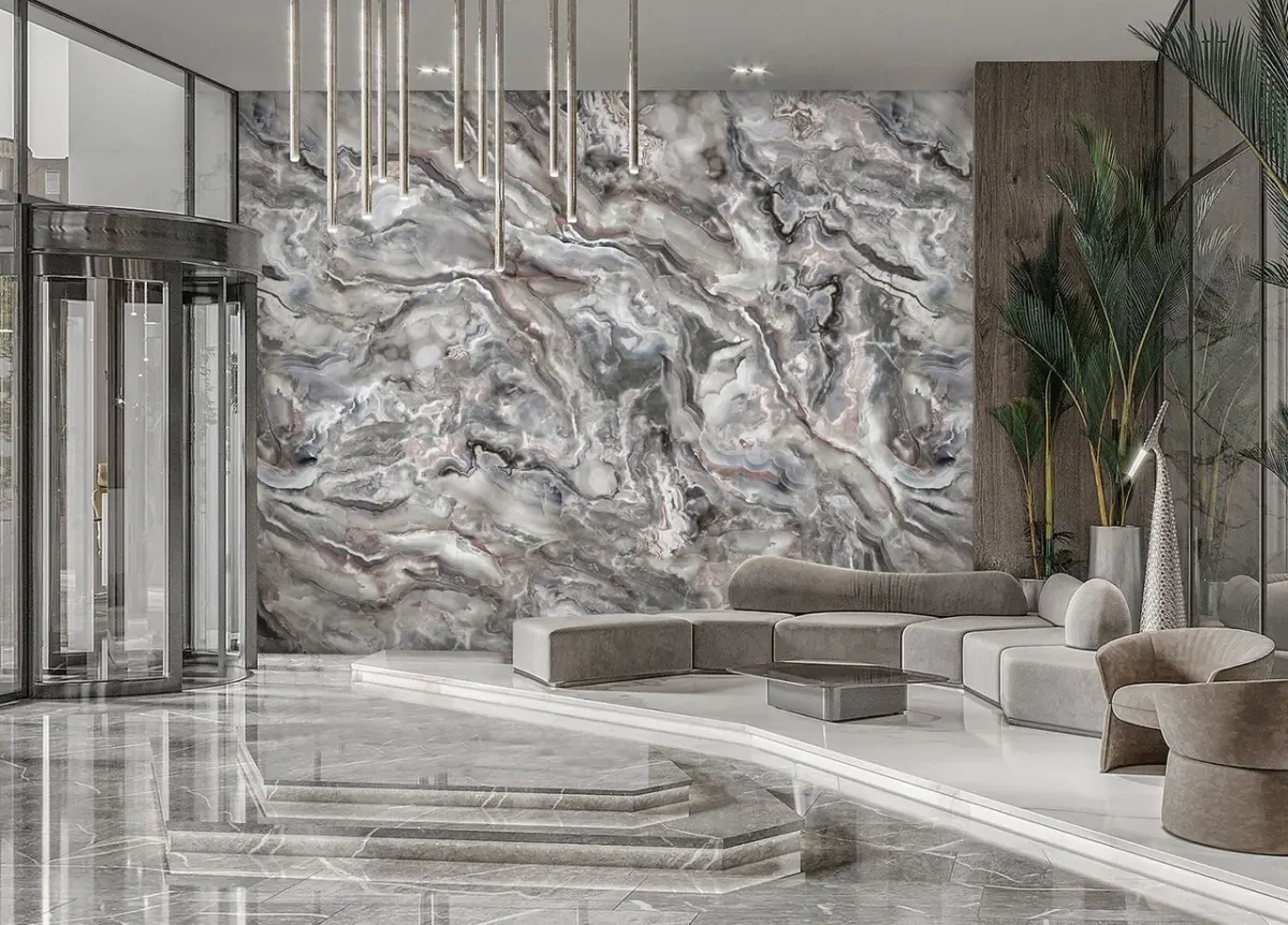 Marble Finish Design Mural WALLPAPER, Available in various Paper Texture, Code FJ319. It is Produced as 105 cm Wide Roll Panels. - Image 7