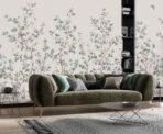 Flowers Pattern Design, VINYL FABRIC TEXTILE Wall Mural in Different Texture, Code FJ303.  It is produced as ONE PIECE WITHOUT JOINT. - Image 5