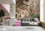 Lion Patterned Design MURAL WALLPAPER, Available in Various Paper Texture, Code A310. It is Produced as 105 CM WIDE ROLL PANELS. - Image 4