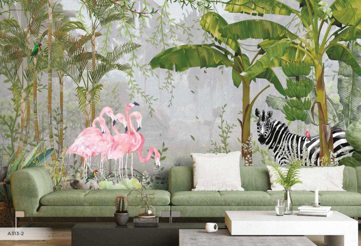Zebra Patterned Design, VINYL FABRIC TEXTILE Wall Mural in Different Texture, Code A313 It is produced as ONE PIECE WITHOUT JOINT. - Image 6