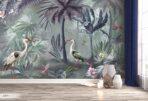 Birds Pattern Design, VINYL FABRIC TEXTILE Wall Mural in Different Texture, Code A317. It is produced as ONE PIECE WITHOUT JOINT. - Image 6