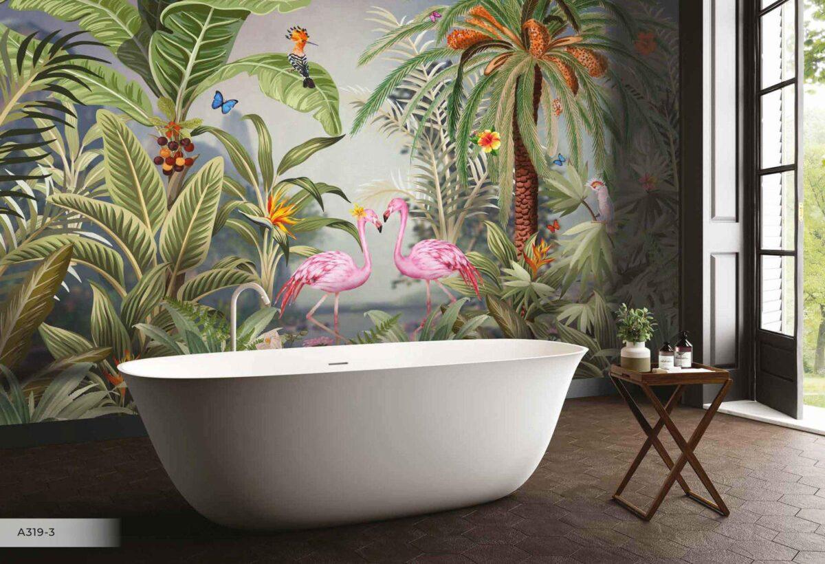 Flamingo  MURAL WALLPAPER, Available in Various Paper Texture, Code A319. It is Produced as 105 CM WIDE ROLL PANELS. - Image 5