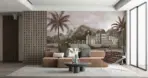 Landscape Pattern Design, VINYL FABRIC TEXTILE Wall Mural in Different Texture, Code FJ311. It is produced as ONE PIECE WITHOUT JOINT. - Image 6