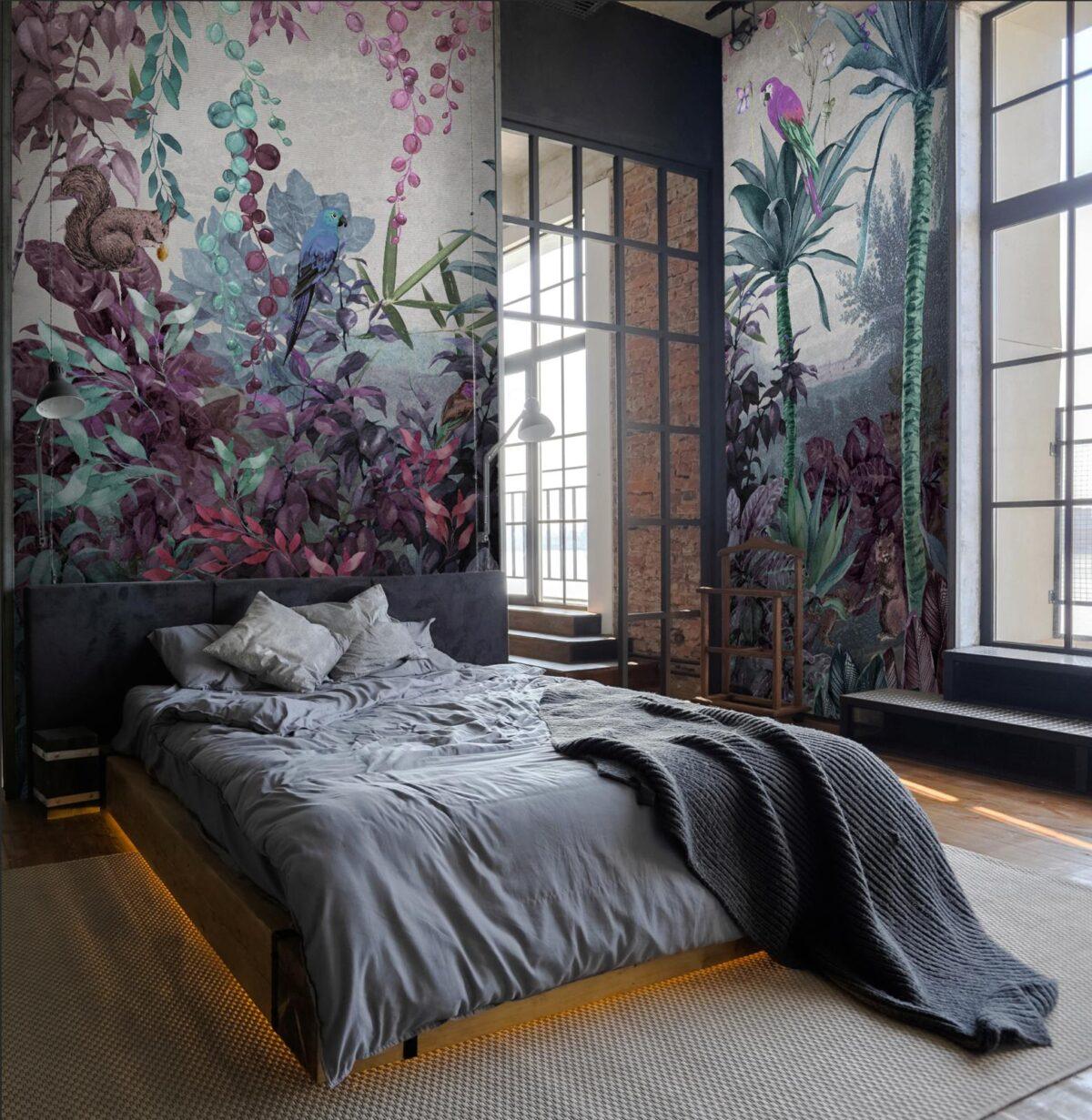 Squirrel and Parrot Design MURAL WALLPAPER, Available in Various Paper Texture, Code A315. It is Produced as 105 CM WIDE ROLL PANELS. - Image 6