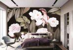 Flower Pattern Design MURAL WALLPAPER, Available in Various Paper Texture, Code A316. It is Produced as 105 CM WIDE ROLL PANELS. - Image 5