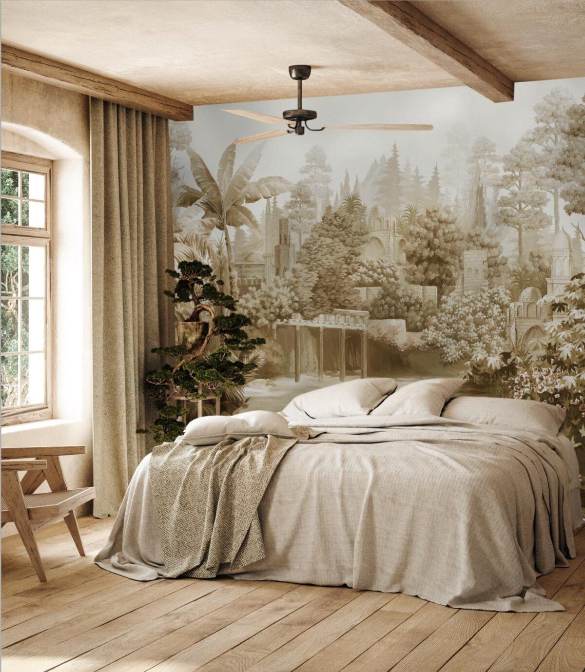 Flowers Pattern Design, VINYL FABRIC TEXTILE Wall Mural in Different Texture, Code FJ310.  It is produced as ONE PIECE WITHOUT JOINT. - Image 7