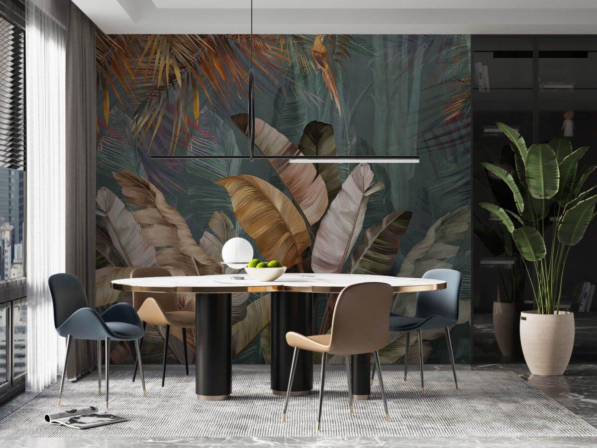 Tropical Leaves Design Mural WALLPAPER, Available in various Paper Texture, Code FJ316. It is Produced as 105 CM Wide Roll Panels. - Image 6