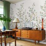 Flowers Pattern Design, VINYL FABRIC TEXTILE Wall Mural in Different Texture, Code FJ303.  It is produced as ONE PIECE WITHOUT JOINT. - Image 8