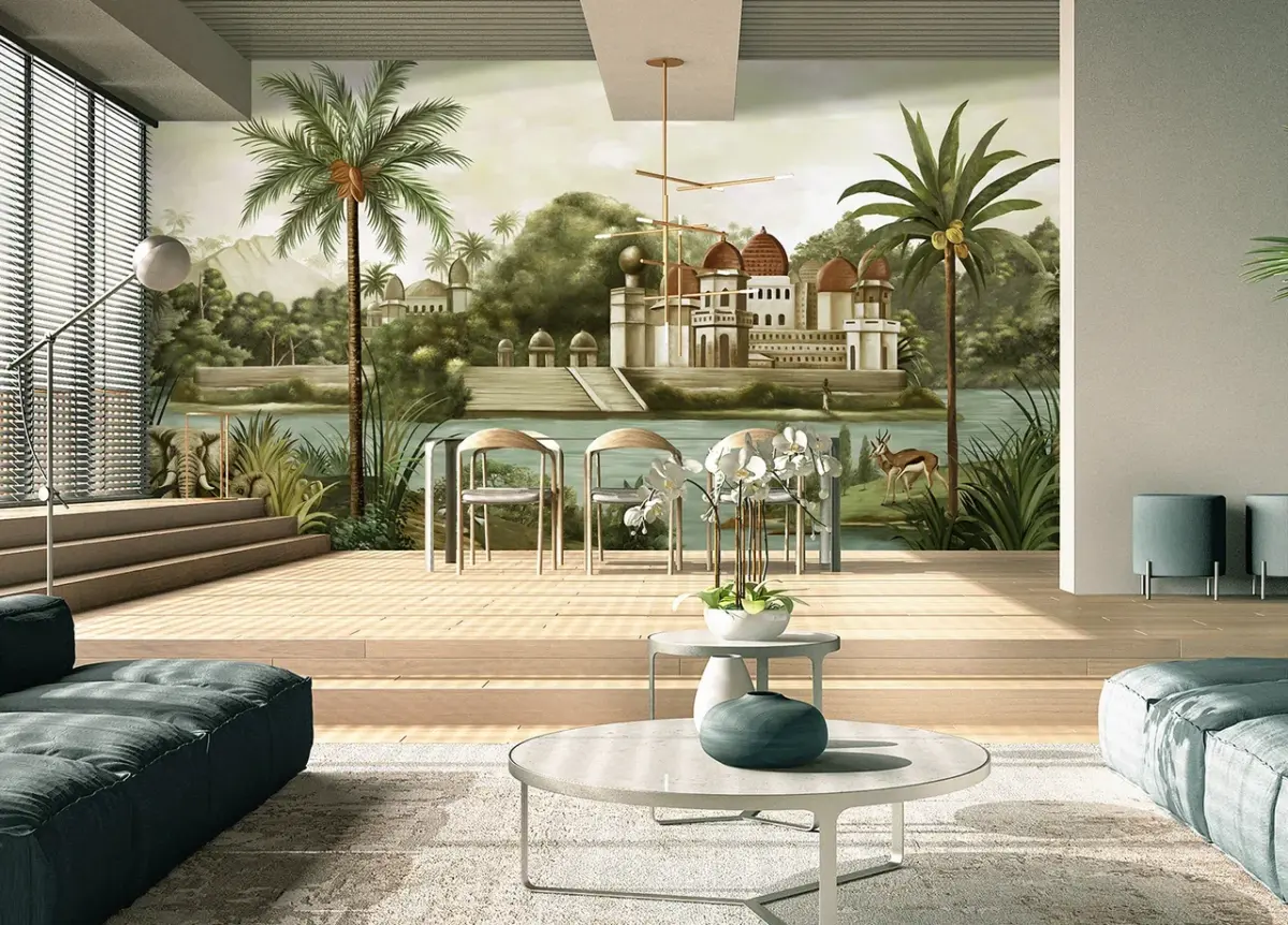 Landscape Pattern Design, VINYL FABRIC TEXTILE Wall Mural in Different Texture, Code FJ311. It is produced as ONE PIECE WITHOUT JOINT. - Image 5