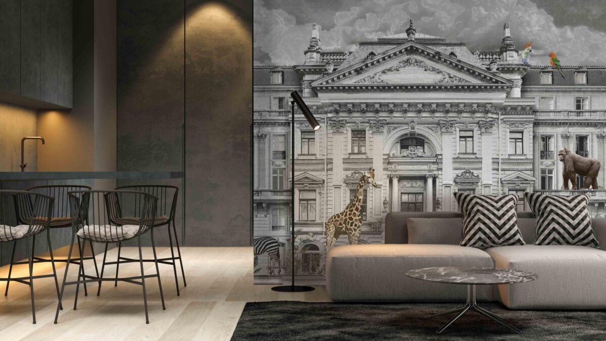 Zoo Pattern Design Mural WALLPAPER, Available in Various Paper Texture, Code FJ308. It is Produced as 105 CM Wide Roll Panels. - Image 6