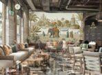 Elephant Pattern Design, VINYL FABRIC TEXTILE Wall Mural in Different Texture, Code FJ309.  It is produced as ONE PIECE WITHOUT JOINT. - Image 6