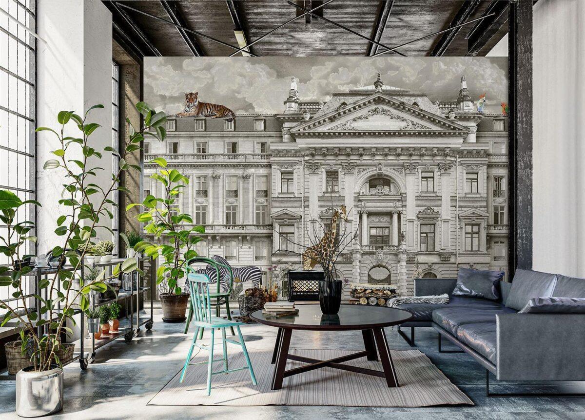 Zoo Pattern Design, VINYL FABRIC TEXTILE Wall Mural in Different Texture, Code FJ308.  It is produced as ONE PIECE WITHOUT JOINT. - Image 5