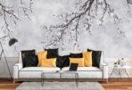 Flowers Pattern Design, VINYL FABRIC TEXTILE Wall Mural in Different Texture, Code FJ302.  It is produced as ONE PIECE WITHOUT JOINT. - Image 5