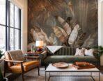 Tropical Leaves Design Mural WALLPAPER, Available in various Paper Texture, Code FJ316. It is Produced as 105 CM Wide Roll Panels. - Image 5