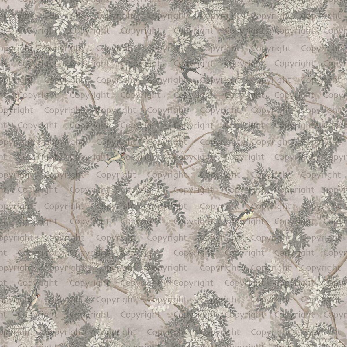 Green Leaf Design, VINYL FABRIC TEXTILE Wall Mural in Different Texture, Code SE300. It is produced as ONE PIECE WITHOUT JOINT. - Image 3