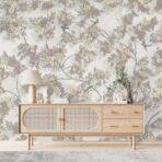 Green Leaf Design, VINYL FABRIC TEXTILE Wall Mural in Different Texture, Code SE300. It is produced as ONE PIECE WITHOUT JOINT. - Image 6