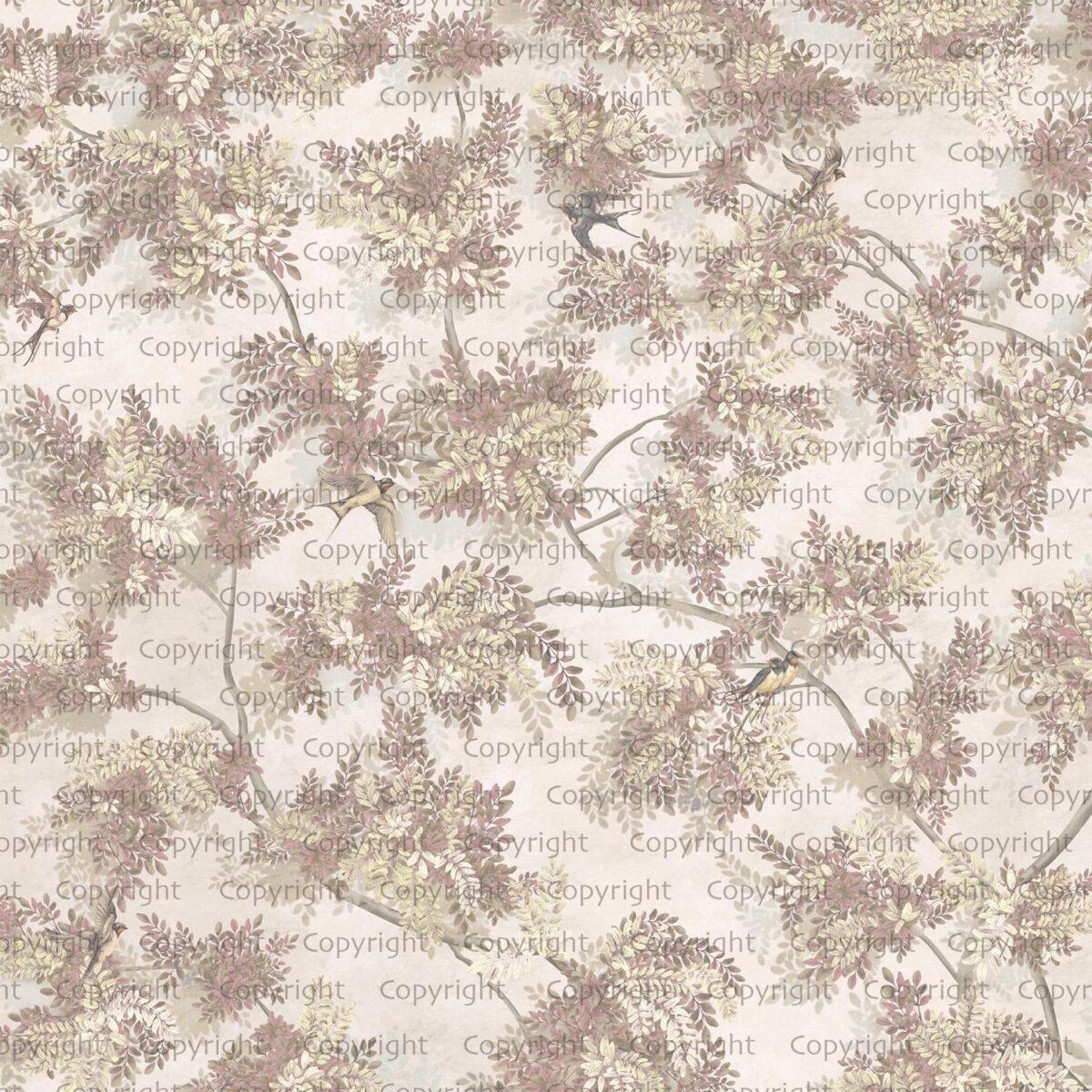 Green Leaf Design, VINYL FABRIC TEXTILE Wall Mural in Different Texture, Code SE300. It is produced as ONE PIECE WITHOUT JOINT. - Image 1
