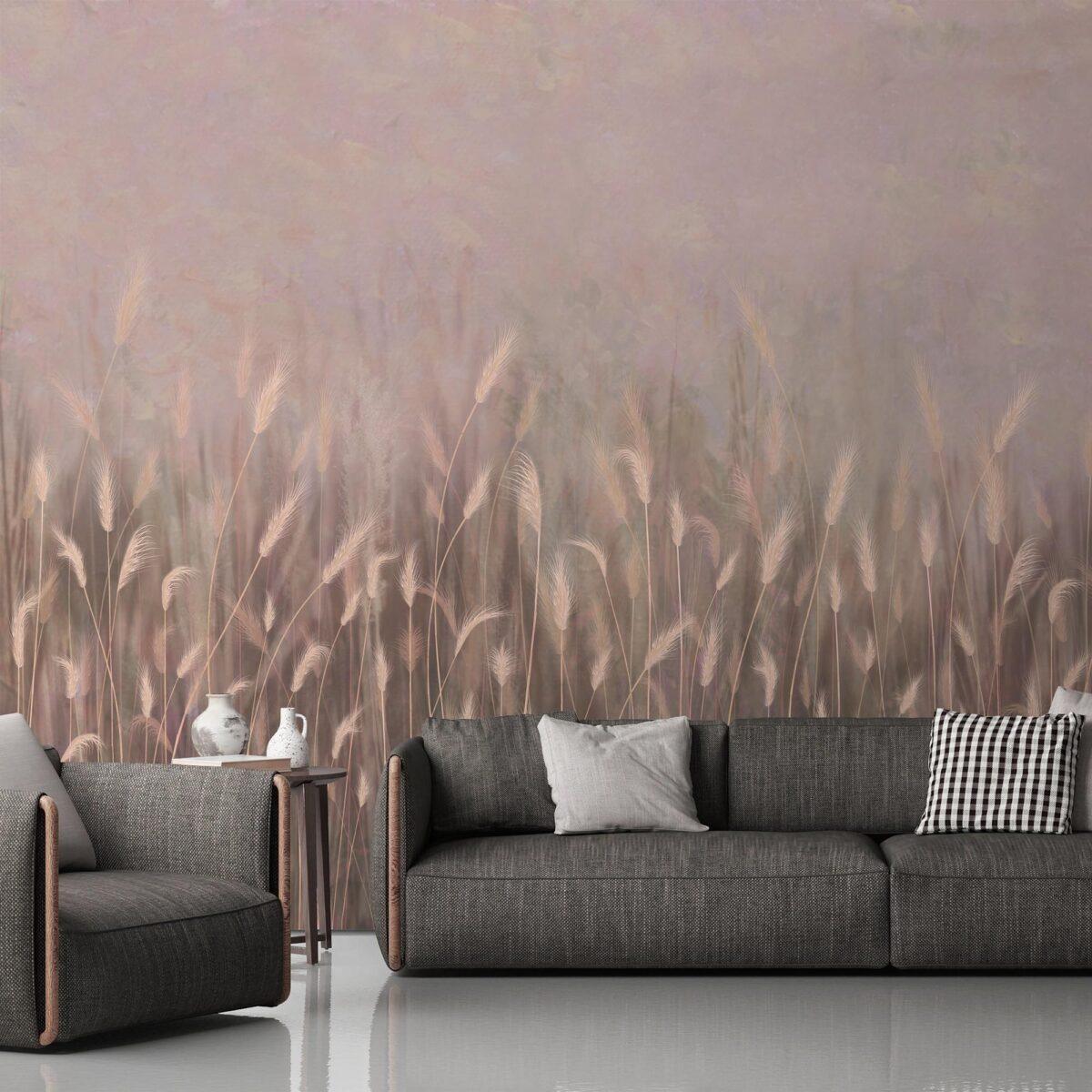 Pampas Flower Design, VINYL FABRIC TEXTILE Wall Mural in Different Texture, Code SE302. It is produced as ONE PIECE WITHOUT JOINT. - Image 6