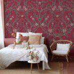Floral and Leaf Design, VINYL FABRIC TEXTILE Wall Mural in Different Texture, Code SE307. It is produced as ONE PIECE WITHOUT JOINT. - Image 7