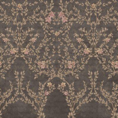 Floral and Leaf Design, VINYL FABRIC TEXTILE Wall Mural in Different Texture, Code SE307. It is produced as ONE PIECE WITHOUT JOINT.